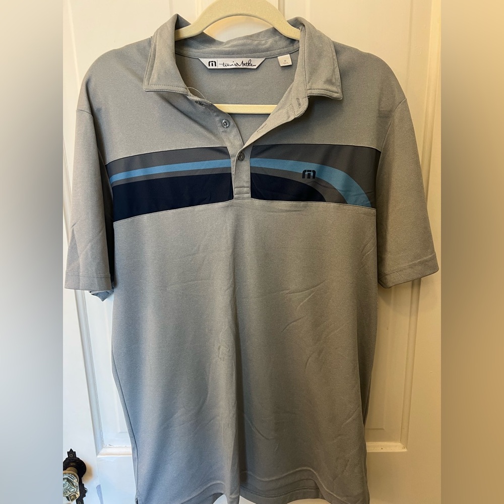 Men’s striped Travis Mathew golf polo